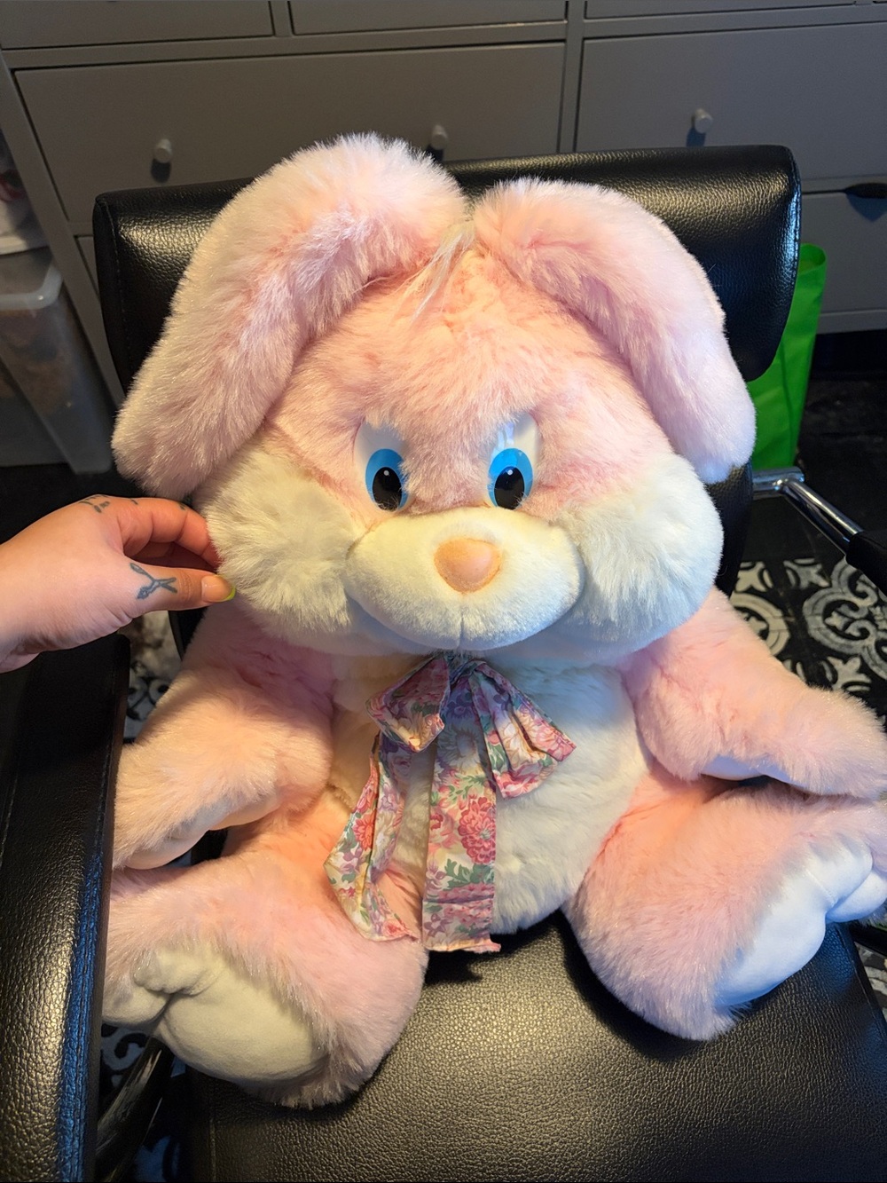 Super Bih Plush Pink & White Bunny Stuffed Animal - Kids Toy